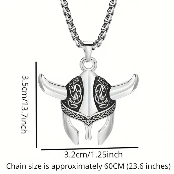 Viking Helmet Pendant Necklace - Picture 3 of 6